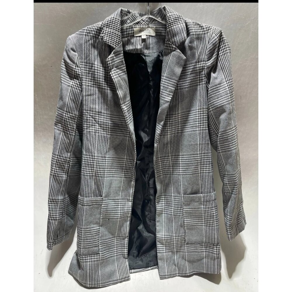 Charlotte Russe Plaid Blazer Jacket Black/White Junior's Size XS